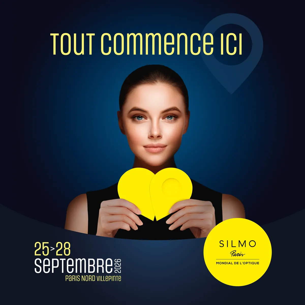 Visuel officiel SILMO Paris 2026 avec une professionnelle de l'optique